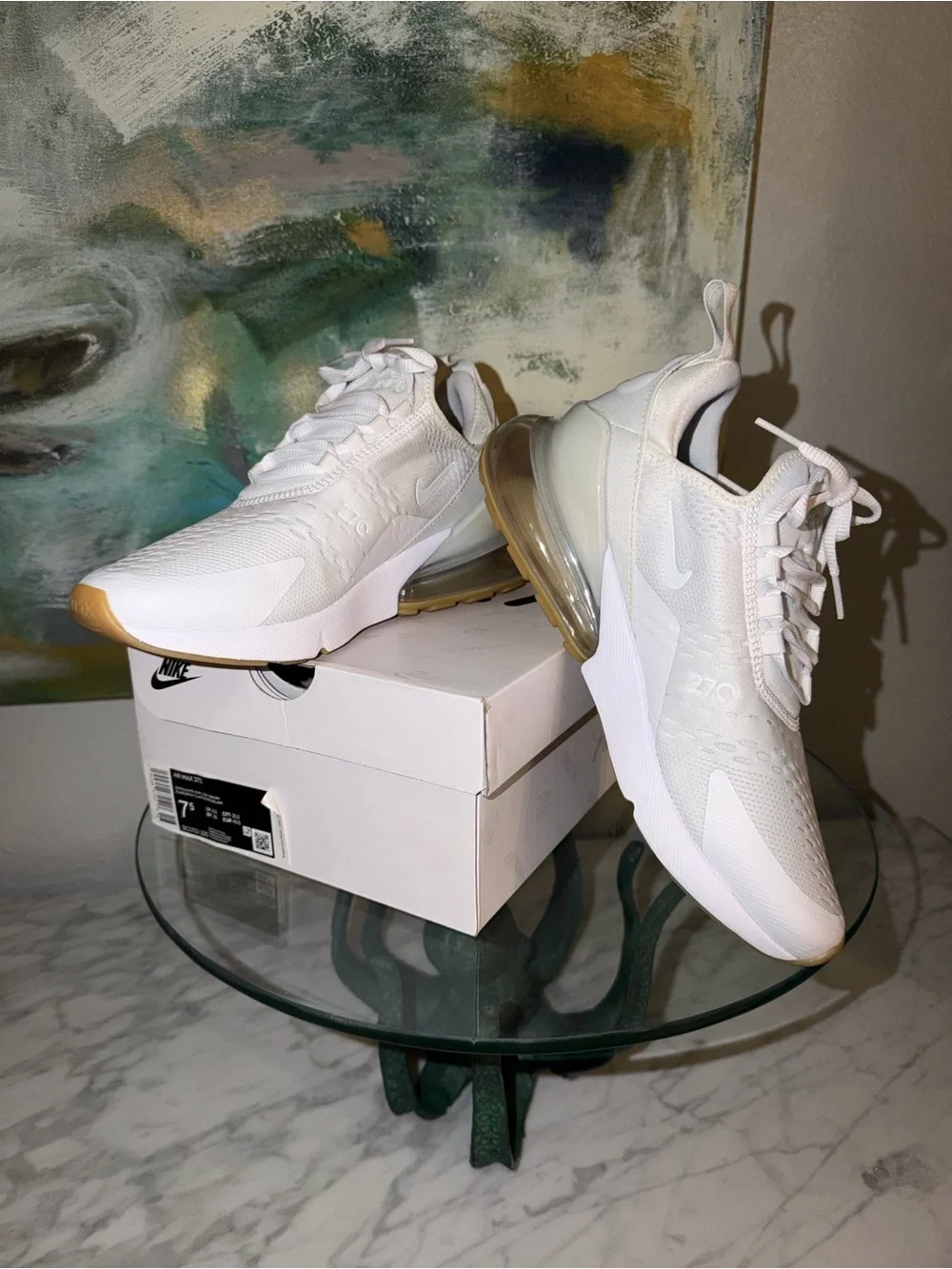 Nike Air Max 270 White/Gum Light Brown Unisex Men’s 7.5 / Women’s 9